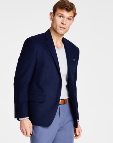 Cappotto sportivo Michael Kors uomo lana cashmere lusso vestibilità classica Navy 46R