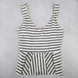 Cupshe grau weiß Streifen Tankini Bademode bauchfreies wattiertes Oberteil Strand XS Extra Small - Bild 1 von 8