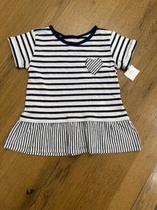 Carter’s Short Sleeve Striped Top Heart Accent- Navy/white NWT! 24mo - Picture 1 of 11