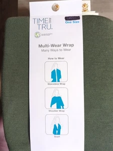 time & tru womens multi wear wrap shawl ONE SIZE dark green - Picture 1 of 2