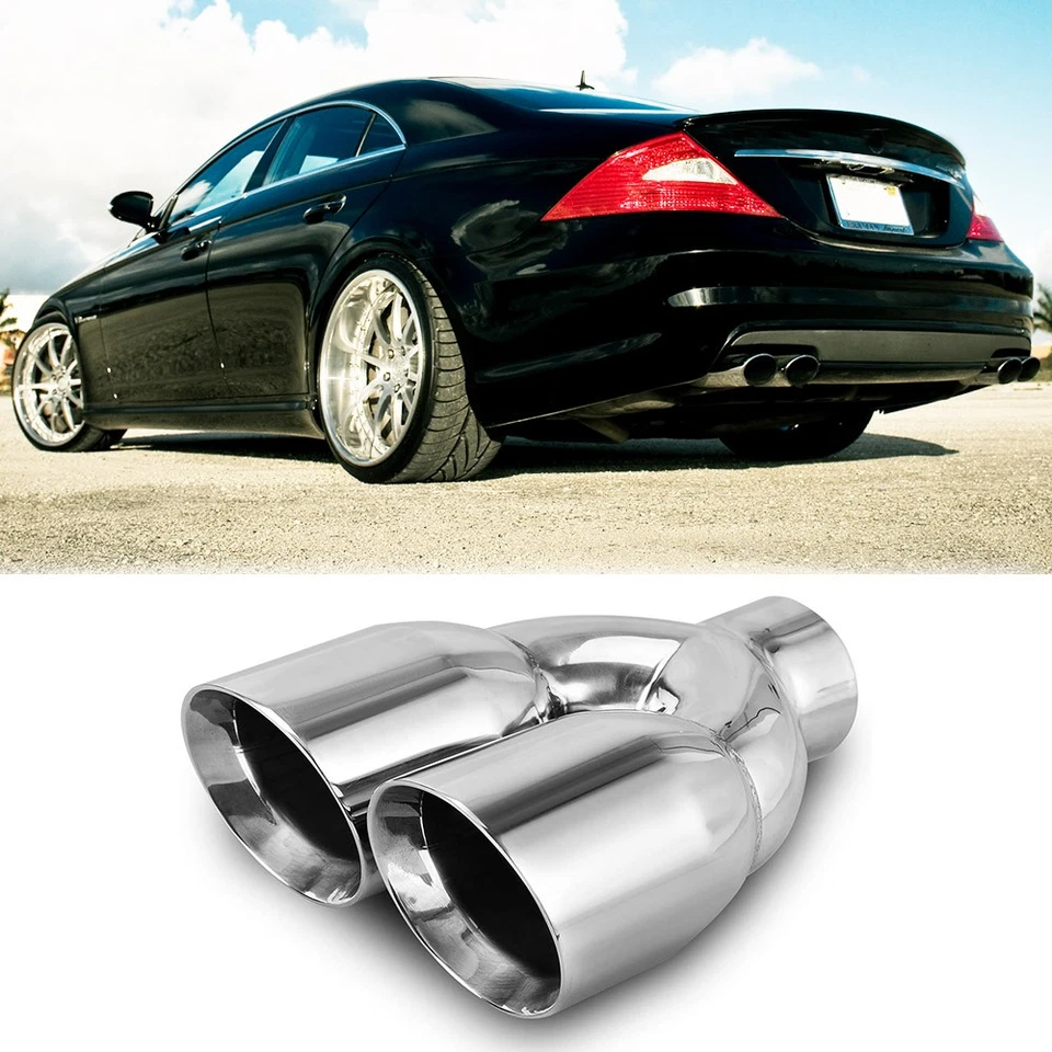 Punta de escape 2.5" a 3" longitud 9.5" doble pared para Mercedes-Benz CLS450 CLS550 Foto 1 de 4