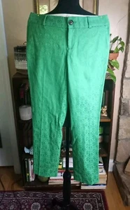 Banana Republic Hampton Ankle Pants Green Jacquard Woman's Size 0 - Picture 1 of 11