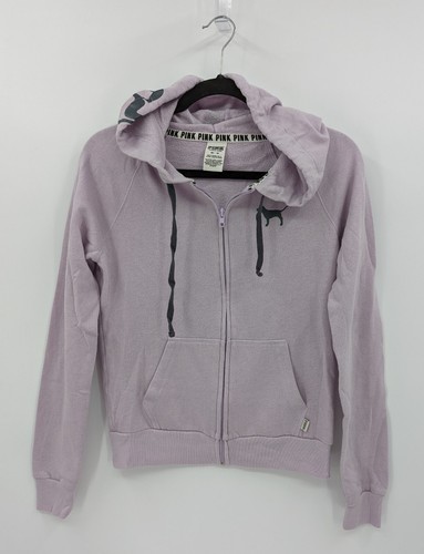 UNDERCOVER Victoria's Secret ROSA Felpa con Cappuccio Donna XS Viola Lavanda Logo Full Zip