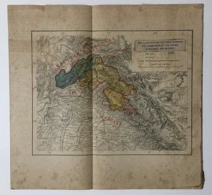 c 1910's Map Illustrating area where DARDIC languages are spoken 13in x 10.5 - Picture 1 of 6
