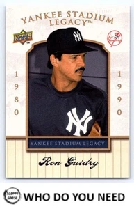 Ron Guidry  2008 2008 UD Yankee Stadium Legacy final season box set #58 - Picture 1 of 2