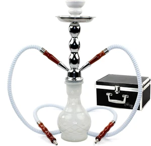 Deluxe Series: 17" 2 Hose Hookah Complete Set W/Travel Case (Snow White) - Picture 1 of 6