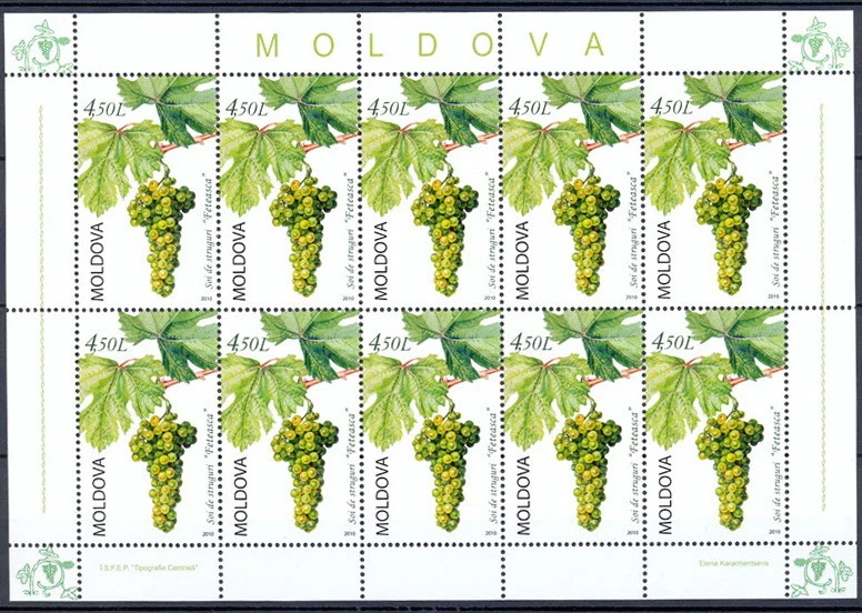 Moldova 2010 Plants Grape 10 MNH stamp Full sheet - Image 1 of 1