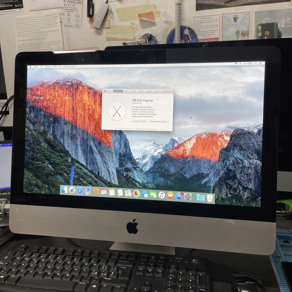 APPLE IMAC 21.5" 2010 ALLUMINIO CORE i3 SSD 240GB RAM 4GB  GRADO B - Immagine 1 di 3