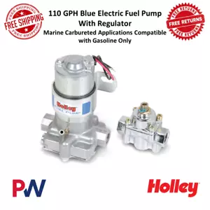 Bomba de combustible eléctrica Holley azul, 110 GPH, 416 LPH, tipo gasolina con regulador - Imagen 1 de 11