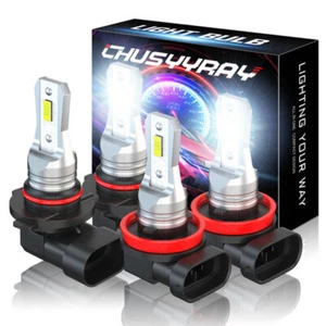 4x 9005 H11 LED Headlights High/Low Beam White Bulbs For Ford Edge 2007-2010 - Picture 1 of 12