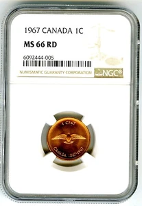 1967 CANADA CENT NGC MS66 RD DOVE CENTENNIAL 1867-1967 UNCIRCULATED PENNY - Picture 1 of 2