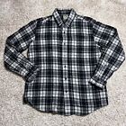 VINTAGE LL Bean Shirt Men Large Black Plaid Flannel Traditional Button Up Pocket