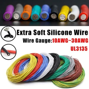 UL3135 Coloured Soft Silicone Cable 10~30AWG Tinned Copper Hook Up Strand Wire - Picture 1 of 9