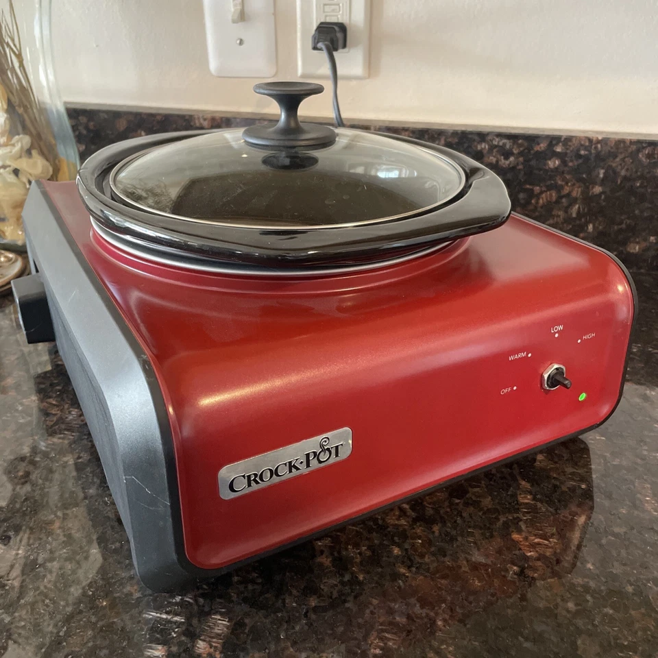 CrockPot Hook Up 2.5 Cuartos Redondo Olla Baja Roja SCCPMD2-CH FUNCIONANDO PROBADO Foto 1 de 4