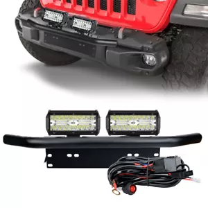 23'' Bull Bar Bumper License Plate Mount Bracket +7 INCH LED Light Combo +Wiring - Picture 1 of 19