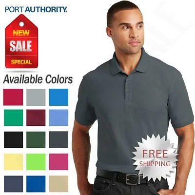 NEW Port Authority Mens 3 Button Placket Core Classic Pique Polo Shirt M-K100 - Image 1 of 3