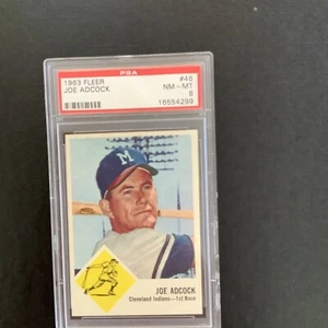 1963 Fleer #46 Joe Adcock Psa 8 (SP) Traded To Cleveland Indians - Bild 1 von 1