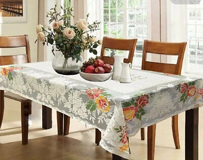 Cotton Dining Table Cover for 6 Seater Cream US - Image 1 of 3