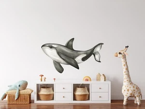 Whimsical Orca Killer Whale Ocean Fabric Wall Decal Removable Sea Nursery Decor - Picture 1 of 5