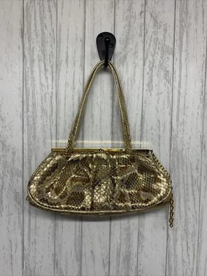 Bolso sin asas Stuart Weitzman vintage dorado piel de serpiente para mujer Foto 1 de 4