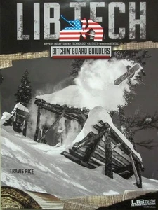 LIB TECH snowboard 2014 TRAVIS RICE 2 sided MAGNE-TRACTION promo poster Flawless - Picture 1 of 2