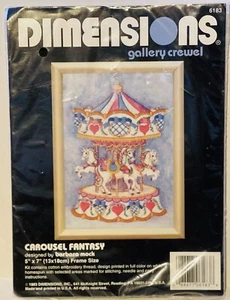 Vintage Dimensioni Giostra Fantasia Barbara Finto Tessuto Stampato Crewel Kit 6183 - Foto 1 di 2