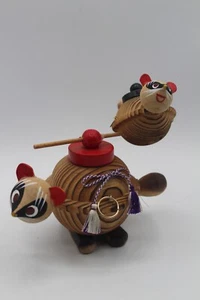 Vintage Japanese Hand Craved Kokeshi Wooden Tanuki Doll Mingei Folk Art Figurine - Picture 1 of 8