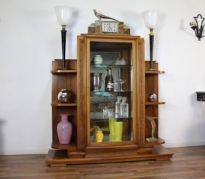 Art Deco 1920 Frankreich Walnuss Buffet Vitrine Jugendstil *Jules Leleu* - Bild 1 von 21