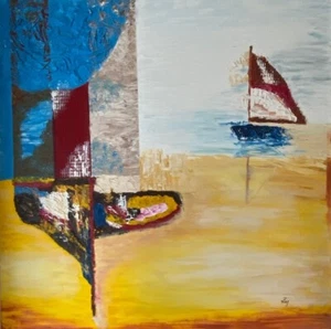 Ölbild "Schiff auf großer Fahrt" Bild Zeichnung Gemälde Original Deko Keilrahmen - Bild 1 von 1