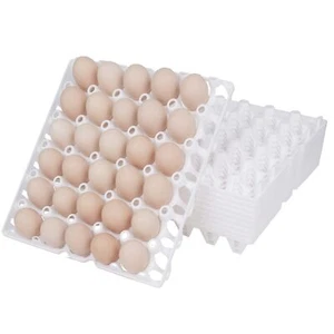 10Pcs Plastic Egg Tray 30-Cell Egg Flats Egg Crates Stackable Egg Cartons Fla... - Picture 1 of 7