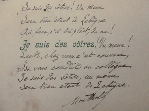4/ JULES DE MARTHOLD / Poème Autographe à Albert Montreuil 1905 - Picture 1 of 3