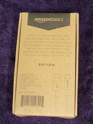 Amazon Basics USB Type-C to USB Type-C 2.0  Charger Cable (6 ft cable) - Image 1 of 2