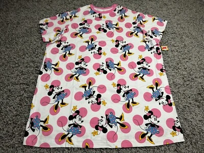 NEW Disney Dress Womens 1X XL White Pink Minnie Mouse Mickey & Co Shirt Parks - Image 1 of 4