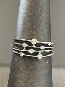 Anillo de diamantes de oro blanco de 10 quilates de 0,21 quilates. Talla 7 (G7) - Imagen 1 de 10