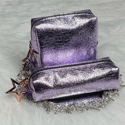 MAC 2019 HOLIDAY STARRING YOU SET OF 2 LAVENDER  MAKEUP BAG POUCHES ~ NEW - Image 1 of 4