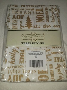 Noel Holly Joy Tischläufer. Matellic Gold Glitzer Print. 14x72. Neu  - Bild 1 von 5