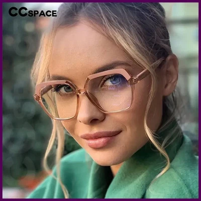 49324 Plastic Titanium Glasses Frames Polygon Anti Blue Men Women Optical - Image 1 of 4