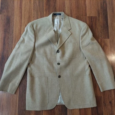 Ralph Lauren Mens Blazer 40S Tan Beige Silk Wool Linen Sport Coat Jacket Lined - Image 1 of 4