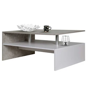 Tavolino Divano Salotto Rettangolare Design Moderno Legno MDF 2 Ripiani Bianco - Foto 1 di 10