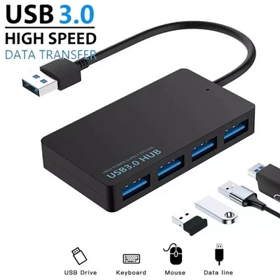 USB 3.0 High Speed 4 Ports Hub Splitter  Adapter Multi Desktop PC Laptop - Image 1 of 4