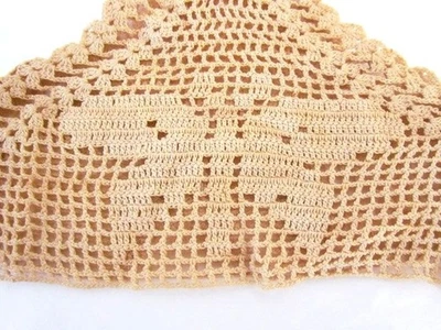 Antique Victorian Filet Crochet Yoke Bra Top Butterfly Motif Hand Lace - Image 1 of 4