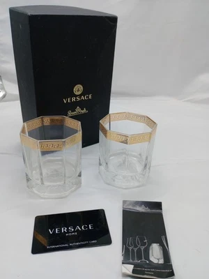 Versace Rosenthal Germany Medusa Crystal D'or Whiskey Glass Pair 48870-110300 - Image 1 of 4