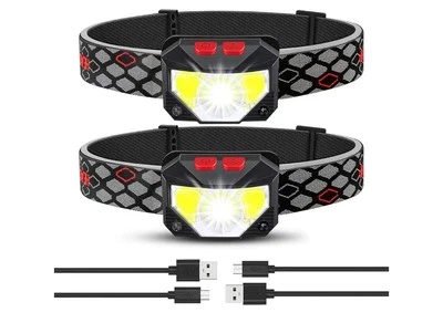Headlamp Rechargeable 2 Pack, Bright LED Head Lamp Outdoor 1100 Lumens Light B18 - Image 1 of 4