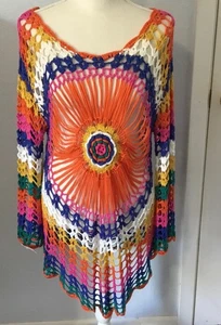 Vestido Venus Crochet Colorido, Hippie, Boho, Bohemio, Mujer Grande - Imagen 1 de 5
