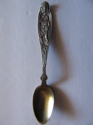 Raro Wendell Indian Mango 4 3/8" Esterlina Cuchara de Recuerdo con Búfalo Foto 1 de 4
