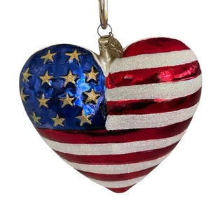 Christopher Radko Brave Heart 2001 adorno de la Cruz Roja Americana 5” bandera de Estados Unidos 11/09 - Imagen 1 de 10