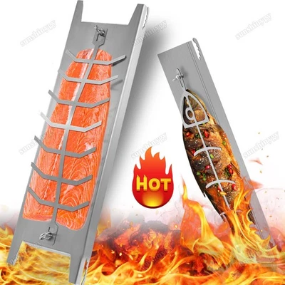 Flammlachsbrett Flammlachsbretter Grill Edelstahl Halterungen Flammlachs-Brett - Bild 1 von 4