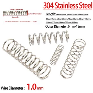 304 Stainless Steel Wire Dia 1.0mm Compression Pressure Spring OD 6-18mm Spring - Picture 1 of 8