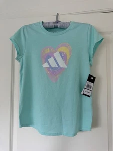 Adidas Big Girls T-SHIRT Size XL 16 /Color Aqua NEW - Picture 1 of 2