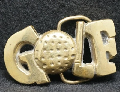 WK23103 VINTAGE 1979 RECORTE *GOLFE* MODA ESPORTIVA BRONZE SÓLIDO FIVELA DE CINTO MASCULINA - Imagem 1 de 2